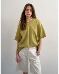 TOPSHOP - V-neck Premium Interlock Tee - Lyst