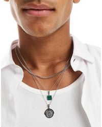 ASOS - Festival Waterproof Stainless Steel 3 Pack Moving Pendant Necklace - Lyst