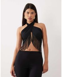 ASOS - Fringed Draped Halter Top - Lyst