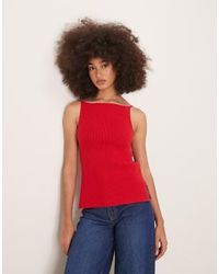 Abercrombie & Fitch - High Neck Knitted Tank Top With Side Slits - Lyst