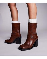 Public Desire - Public Desire Dusty Wide Fit Square Toe Heeled Ankle Boots - Lyst