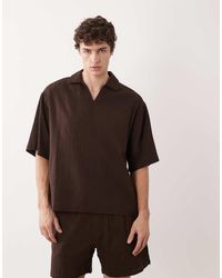ASOS - Co-ord Boxy Oversized Overhead Revere Crinkle Texture Shirt - Lyst
