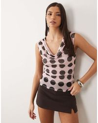 ASOS - Printed Mesh Slinky Drape Top - Lyst