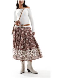 Free People - Batik Print Vintage Look Midi Skirt - Lyst
