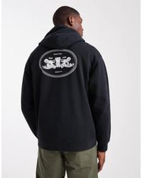 Levi's - Sudadera Negra Holgada Con Capucha Y Estampado De Logo De 2 Caballos En La Espalda De - Lyst