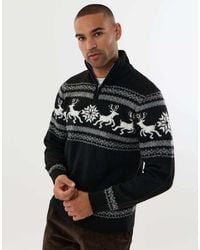 Threadbare - Reindeer Fairisle Christmas Jumper - Lyst