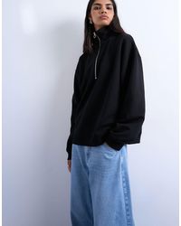 TOPSHOP - Quarter Zip Sweat - Lyst