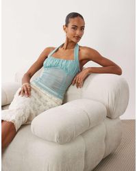 ASOS - Ruched Square Neck Corset Look Halter - Lyst