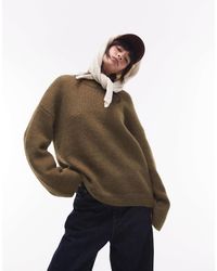 TOPSHOP - Knitted Boxy Fluffy Crew Oversized Jumper - Lyst