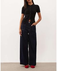 Mango - Jessie 100% Cotton Wide Leg Pocket Detail Jean - Lyst
