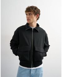 TOPMAN - Relaxed Fit Jersey Utility Shacket With Funnel Neck - Lyst