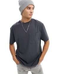 ASOS - Camiseta gris carbón holgada con cuello redondo - Lyst