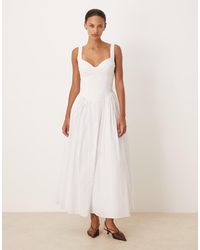 Bardot - Theodora Cotton Sweetheart Lace Up Back Maxi Dress - Lyst