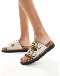 River Island - Stitched Double Buckle Sandal - Lyst