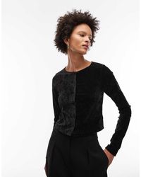 ASOS - Textured Velvet Long Sleeve Button Through Top - Lyst