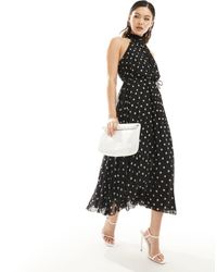 Mango - Spot Halter Maxi Dress - Lyst