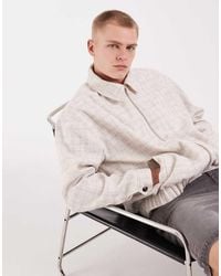 ASOS - Textured Checked Harrington Jacket - Lyst