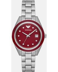 Emporio Armani - 'S Three-Hand Date, Stainless Steel Watch - Lyst