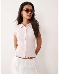 Miss Selfridge - Fitted Shirt With Lettuce Edge - Lyst