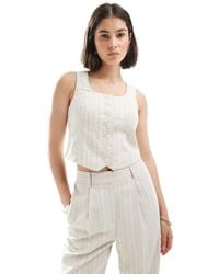 New Look - Linen-blend Stripe Scoop Neck Waistcoat - Lyst
