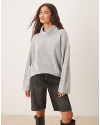 Vila - Roll Neck Knitted Jumper With Cuff Detail - Lyst