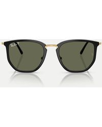 Ray-Ban - Gafas De Sol Negras Irregulares Con Lentes Verdes Polarizadas Rb4451 De - Lyst