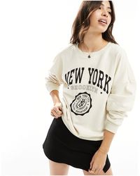 ONLY - New York Slogan Sweatshirt - Lyst