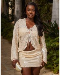 South Beach - Minigonna Da Mare Color Crema Con Paillettes - Lyst