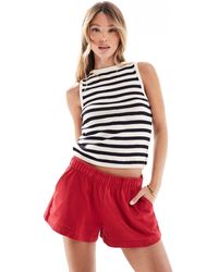Mango - Sleeveless Cropped Knitted Stripe Top - Lyst