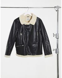 sixth june longline denim jacket with fleece lining