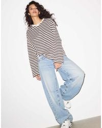 Stradivarius - Oversize Striped Long Sleeve T-Shirt - Lyst