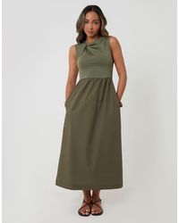Threadbare - Twist Detail 2-In-1 Midi Dress With Poplin Skirt - Lyst