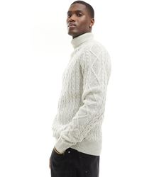French Connection - Wool Mix Cable Roll Neck Jumper - Lyst