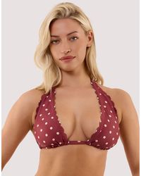 Peek & Beau - Hazel Wine Spot High Apex Triangle Bikini Top - Lyst