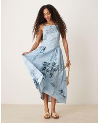 ASOS - Square Neck Dropped Waist Midi Dress - Lyst