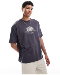 ASOS - T-Shirt Oversize Color Antracite Con Grafica Di Città - Lyst
