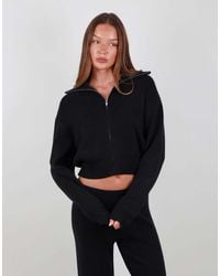 SIMMI - Collared Knit Zip Up Sweater - Lyst