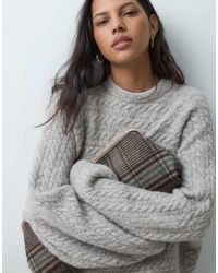 ASOS - Crew Neck Batwing Horizontal Cable Jumper - Lyst