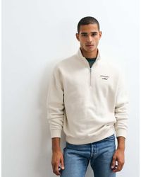 Abercrombie & Fitch - Script Logo Oversized 1/4 Zip Sweatshirt - Lyst