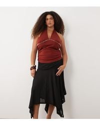 ASOS - Asos Design Curve Sheer Mesh Hanky Hem Skirt - Lyst