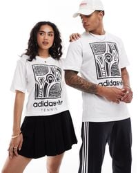 adidas Originals - Camiseta blanca unisex con estampado gráfico tennis - Lyst