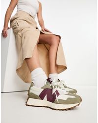 New Balance - Zapatillas deportivas blanco hueso y burdeos 327 exclusivas en asos - Lyst
