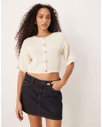 ASOS - Knitted Short Sleeve Cardigan With Gold Buttons - Lyst