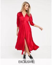 Ghost Exclusieve Maddison Midi-jurk Met Knopen Aan - Rood