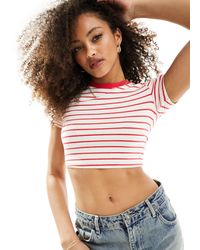 Cotton On - Cotton on - t-shirt crop top court - rayures rouges - Lyst