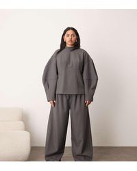 ARRANGE - Pantalones De Sastre Grises De Pernera Barrel Ancha Con Detalles Plisados De Curve (Parte De Un Conjunto) - Lyst