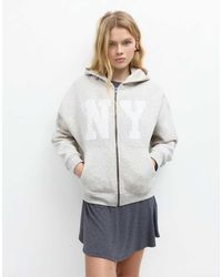 Pull&Bear - Graphic Zip-Up Hoodie - Lyst