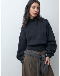ASOS - Funnel Neck Cinched Waist Brushback Sweatshirt - Lyst