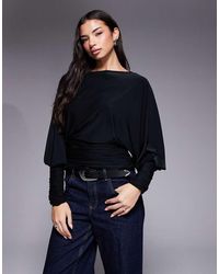 ASOS - Batwing Draped Top With Cinched Waist - Lyst