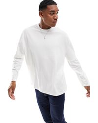 ASOS - T-shirt oversize en tissu gaufré à manches longues contrastantes - écru - Lyst